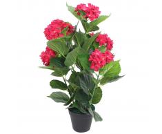 vidaXL Planta artificial hortensia con macetero 60 cm roja