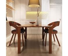vidaXL Sillas de comedor 2 unidades cuero sintético marrón