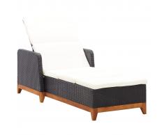 vidaXL Tumbona de ratán sintético y madera maciza de acacia negro