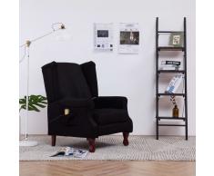 vidaXL Sillón de masaje reclinable de tela negro