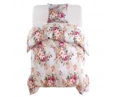 vidaXL Set funda edredón estampado floral multicolor 140x220/60x70 cm