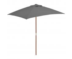 vidaXL Sombrilla de jardín con palo de madera 150x200 cm antracita