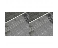 vidaXL Desagüe lineal de ducha 2 piezas 1030x140 mm acero inoxidable