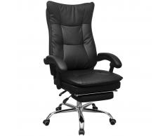 vidaXL Silla de Oficina Ejecutiva Reclinable con Reposapiés Negro