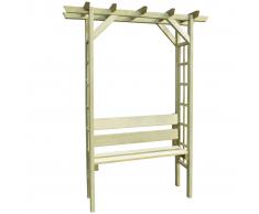 vidaXL Pérgola de jardín con banco madera pino 150x50x200 cm