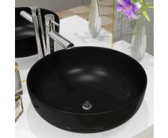 vidaXL Lavabo redondo de cerámica negro 41,5x13,5 cm