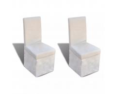 vidaXL Sillas de comedor 2 unidades de tela blanco crema