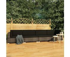 vidaXL Set de sofás de jardín con cojines 4 pzas ratán sintético gris