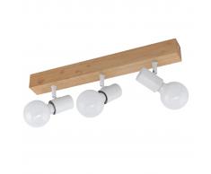 EGLO Foco LED Townshend 3 madera 3 bombillas blanco y beige