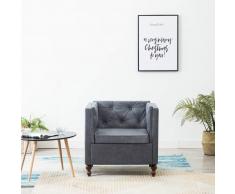 vidaXL Sillón tapizado de tela gris