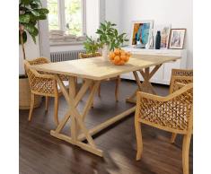 vidaXL Mesa de comedor de teca maciza 180x90x75 cm