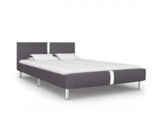 vidaXL Estructura de cama de cuero sintético gris 140x200 cm
