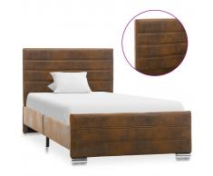vidaXL Estructura de cama de piel de ante artificial marrón 100x200 cm