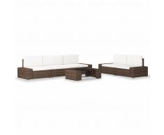 vidaXL Juego de muebles de jardín 6 piezas ratán sintético marrón