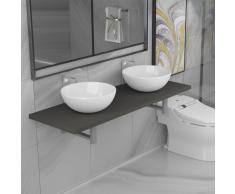 vidaXL Conjunto de muebles de baño de tres piezas cerámica gris