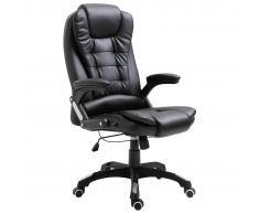 vidaXL Silla de oficina de cuero sintético negra