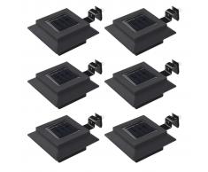vidaXL Lámparas solares LED de exterior 6 uds cuadradas 12 cm negro