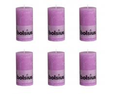 Bolsius Velas rústicas 130 x 68 mm violeta 6 unidades