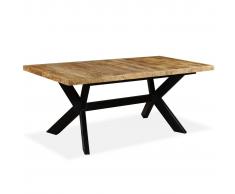 vidaXL Mesa de comedor madera maciza de mango y cruz de acero 180 cm