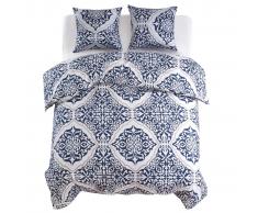 vidaXL Funda nórdica 3 piezas clásica 200x200/60x70 cm azul marino