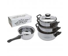 Excellent Houseware Juego de cacerolas 7 piezas acero inoxidable 3 mm