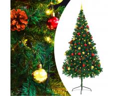 vidaXL Árbol Navidad artificial decorado bolas luces LED 210 cm verde