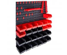 vidaXL Kit de cajas de almacenaje 29 pzas paneles de pared rojo negro