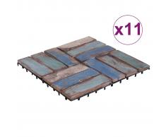 vidaXL Baldosas de terraza 11 uds madera maciza reciclada 30x30 cm