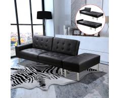 vidaXL Sofá cama de cuero artificial negro