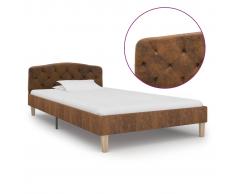 vidaXL Estructura de cama de piel de ante artificial marrón 100x200 cm