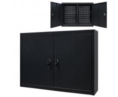 vidaXL Armario de herramientas de pared de metal 80x19x60 cm negro
