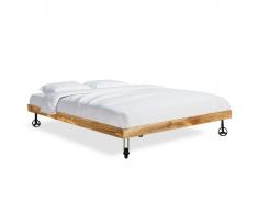 vidaXL Cama con colchón viscoelástico madera de mango rugosa 140x200cm