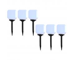 vidaXL Lámparas solares LED de exterior 6 uds. cúbicas 20 cm blanco