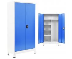 vidaXL Armario taquilla con 2 puertas metal 90x40x180 cm gris y azul