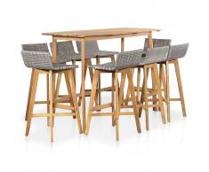 vidaXL Set de comedor de jardín 9 piezas madera maciza de acacia