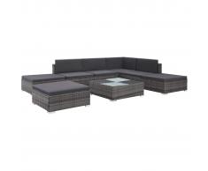 vidaXL Set de muebles de jardín 8 pzas y cojines ratán sintético gris