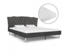 vidaXL Cama con colchón tela gris oscuro 180x200 cm