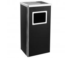 vidaXL Papelera con cenicero de acero negro 45 L