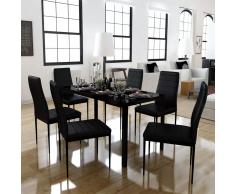 vidaXL Conjunto de mesa de comedor siete piezas negro