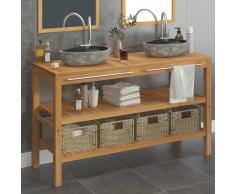 vidaXL Mueble de lavabo tocador madera de teca maciza 132x45x75 cm