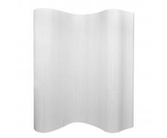 vidaXL Biombo divisor bambú blanco 250x195 cm