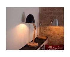 Beliani Lámpara de mesa, Iluminación de noche, Madera y aluminio, Negro, VELE