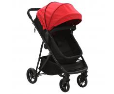 vidaXL Cochecito/Silla de bebé 2 en 1 acero rojo y negro