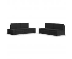 vidaXL Juego de muebles de jardín 4 piezas ratán sintético negro