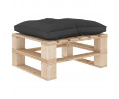 vidaXL Otomana de palés para jardín madera con cojín negro