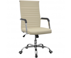 vidaXL silla de oficina de cuero artificial 55x63 cm color crema