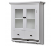 vidaXL Armario de pared para la cocina, madera blanca, con puerta cristal