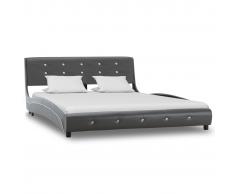 vidaXL Estructura de cama de cuero sintético gris 140x200 cm