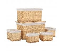 vidaXL Conjunto de cestas apilables 6 unidades de sauce natural