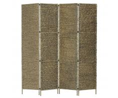 vidaXL Biombo divisor 4 paneles jacinto de agua marrón 154x160 cm